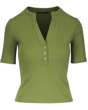 Veronica Beard Reubian Cactus Henley Top - Green