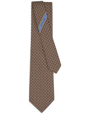 Ferragamo Gancini Links Print Silk Tie - Natural