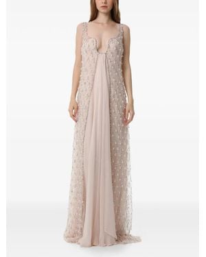Dina Melwani Embellished Maxi Dress Set - Pink