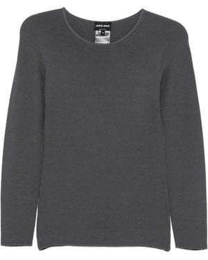 Giorgio Armani Pull Côtelé À Encolure Ronde - Gris
