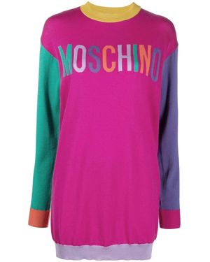Moschino Logo-Intarsia Jumper Dress - Pink