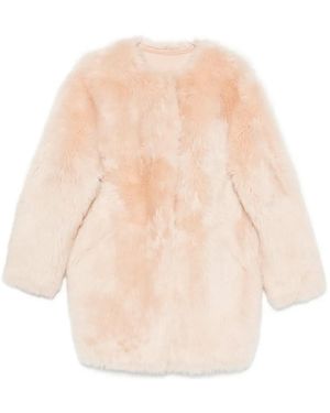 Liska Shearling Round-Neck Jacket - White