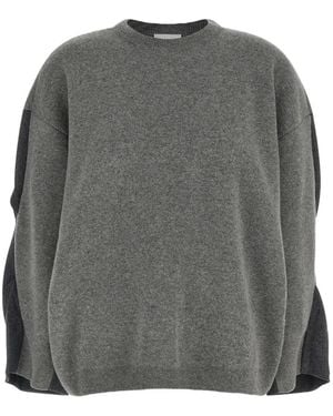 Nude Two-Tone Dropped-Shoulder Sweater - Gray