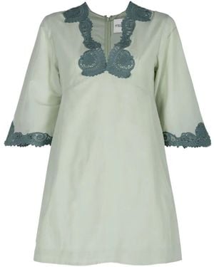 Posse Darya Lace-Trim Mini Dress - Groen