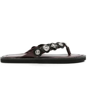 Toga Embellished Leather Sandals - White
