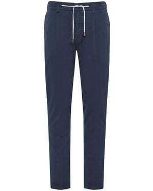 Eleventy Drawstring Straight-Leg Trousers - Blue