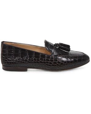 Francesco Russo Mocasines Con Borlas Y Efecto De Piel De Cocodrilo - Negro