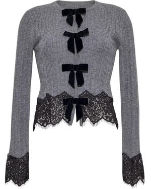 Cara Cara Veda Lace-Trimmed Cardigan - Blue