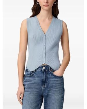 AllSaints Cruz Ribbed-Knit V-Neck Top - Blue