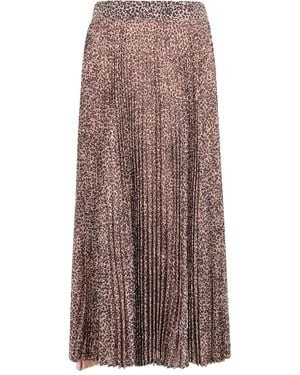 FARM Rio Leopard Pleated Skirt - Brown