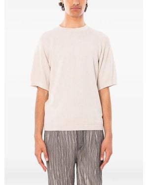 Transit T-Shirt En Maille À Design Côtelé - White