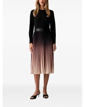 DKNY Robe Mi-Longue Plissée À Taille Ceinturée - Black