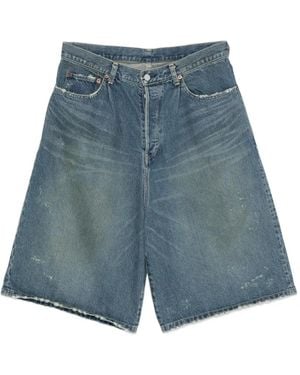 Ssstein Short À Effet Usé Et Délavé - Blue