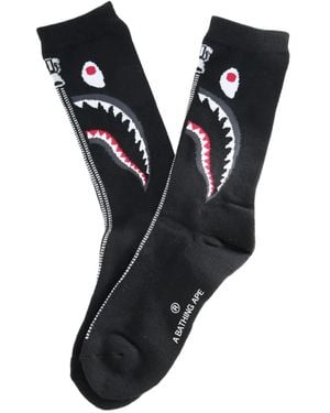 A Bathing Ape Shark-Print Socks - Black