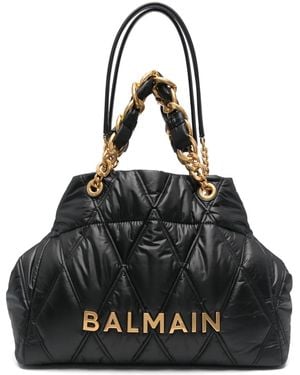 Balmain ロゴプレート ハンドバッグ - ブラック