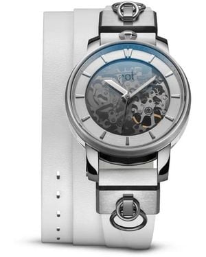 FOB PARIS Stainless Steel Skeleton Automatic Watch - White