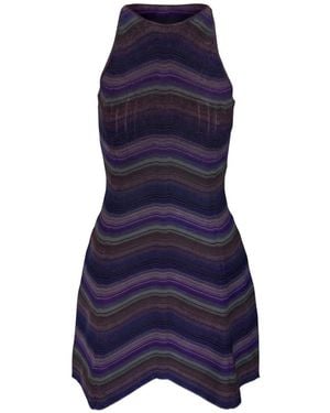 Missoni Zigzag-Knit Sleeveless Mini Dress - Blue