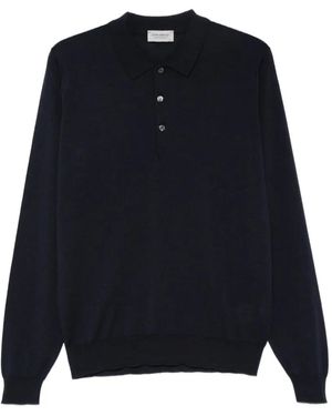 John Smedley Belpert Long-Sleeve Polo Jumper - Blue