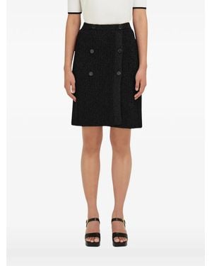 Ferragamo Knitted Skirt With Lurex Detail - Black