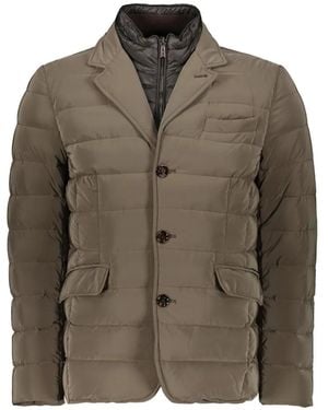Moorer Padded Button-Front Jacket - Brown