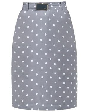 ROWEN ROSE Polka-Dots Midi Skirt - Gray