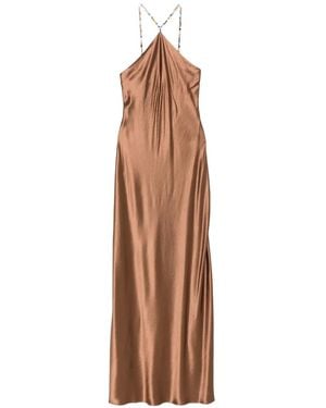 STAUD Vestido Largo Cadene Con Tirantes Con Cuentas Y Acabado De Satén - Blanco