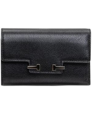 Tom Ford Cartera compacta con detalle en T - Negro