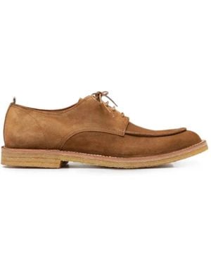 Officine Creative History Suède Derby Schoenen Met Platte Neus - Bruin