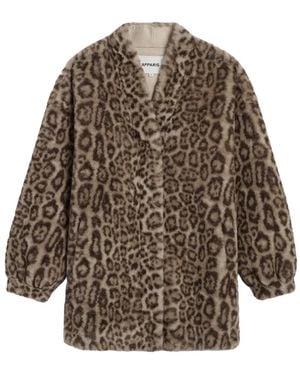 Apparis Jane Mantel Aus Faux Fur Mit Leopardenprint - Braun