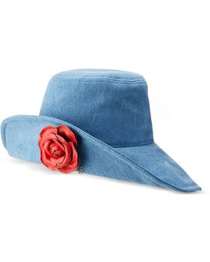 Maison Michel Isabella Rose-Detailed Hat - Blue
