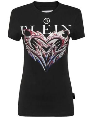 Philipp Plein Crystal-Embellished Logo-Print T-Shirt - Black