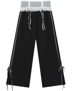B+ AB Ruffle-Detail Side-Stripe Pants - Black