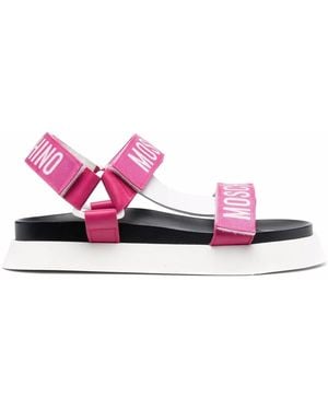 Moschino Logo Embroidered Sandals - Pink