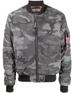 Alpha Industries Camouflage-Print Bomber Jacket - Grey