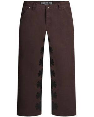 LOSTSHDWS Floral-Patchwork Carpenter Trousers - Brown