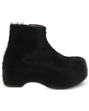 Marni Calf-Hair Zip-Fastening Ankle Boots - Black