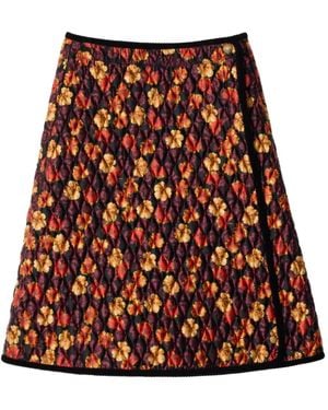 Burberry Floral-Print Quilted Skirt - Red