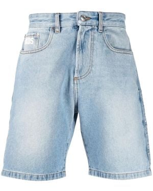Gcds Logo-Patch Denim Shorts - Blue