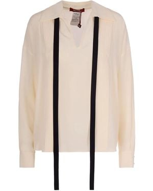 Max Mara Mstcolono Tie-Detail Pleated Shirt - Natural