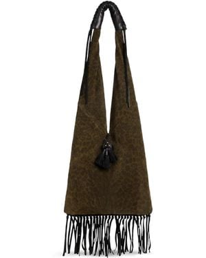 Jérôme Dreyfuss Aram Leopard-Print Fringed Shoulder Bag - Natural