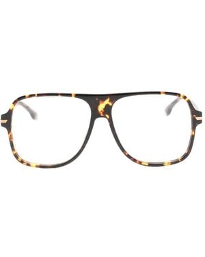 Victoria Beckham Tortoiseshell-Effect Pilot-Frame Glasses - Black