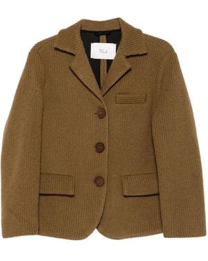 Tela Blazer Con Bottoni - Marrone
