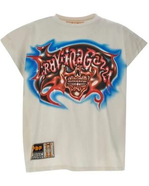 PDF Graphic-Print Cap-Sleeve T-Shirt - White