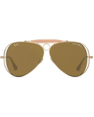 Dolce & Gabbana X Ray-Ban Aviator-Frame Sunglasses - Metallic
