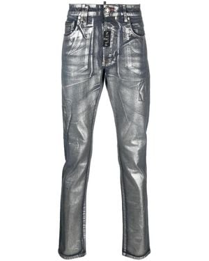 Philipp Plein メタリック ストレートジーンズ - ブルー