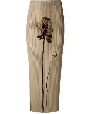Issey Miyake Floral-Print Skirt - Natural