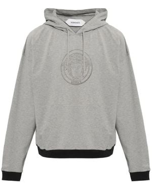 Versace Medusa-Print Hoodie - Grey