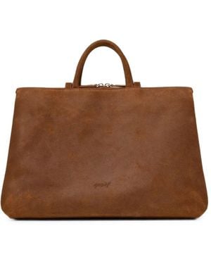 Marsèll Orizzontale Suede-Finish Logo-Debossed Tote Bag - Brown