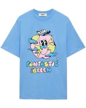 MSGM グラフィック Tシャツ - ブルー