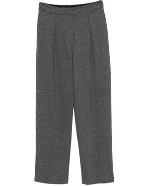 Emporio Armani Herringbone-Pattern Pleated Pants - Gray